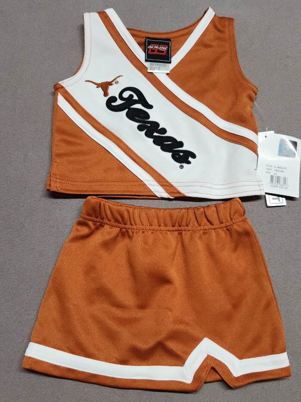 Genuine Stuff Texas Longhorns Toddler Cheer Leader Outfit 2pc Set NCAA 159